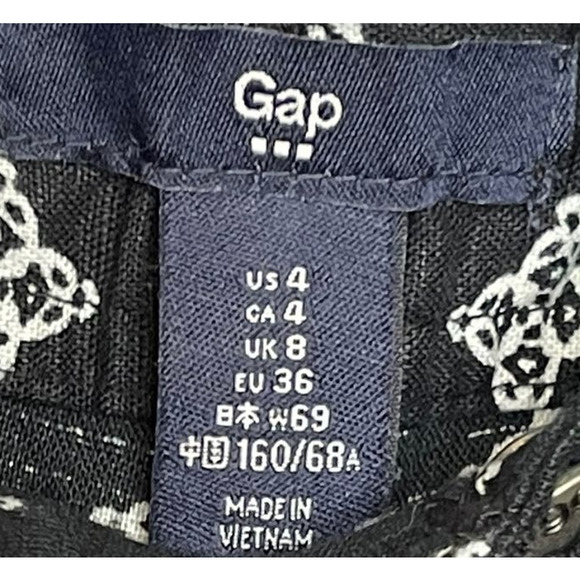 Gap Women Shorts Linen Casual Drawstring Waist Diamond Pattern Black Size 4 NWT - Picture 5 of 11